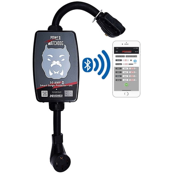 Power Watchdog Smart RV Portable Surge Protector 50 Amp (PWD50EPO) - Patented Bluetooth Connectivity - Monitor Voltage/Amperage/Wattage - Replaceable Module - IP65 Water-Resistant