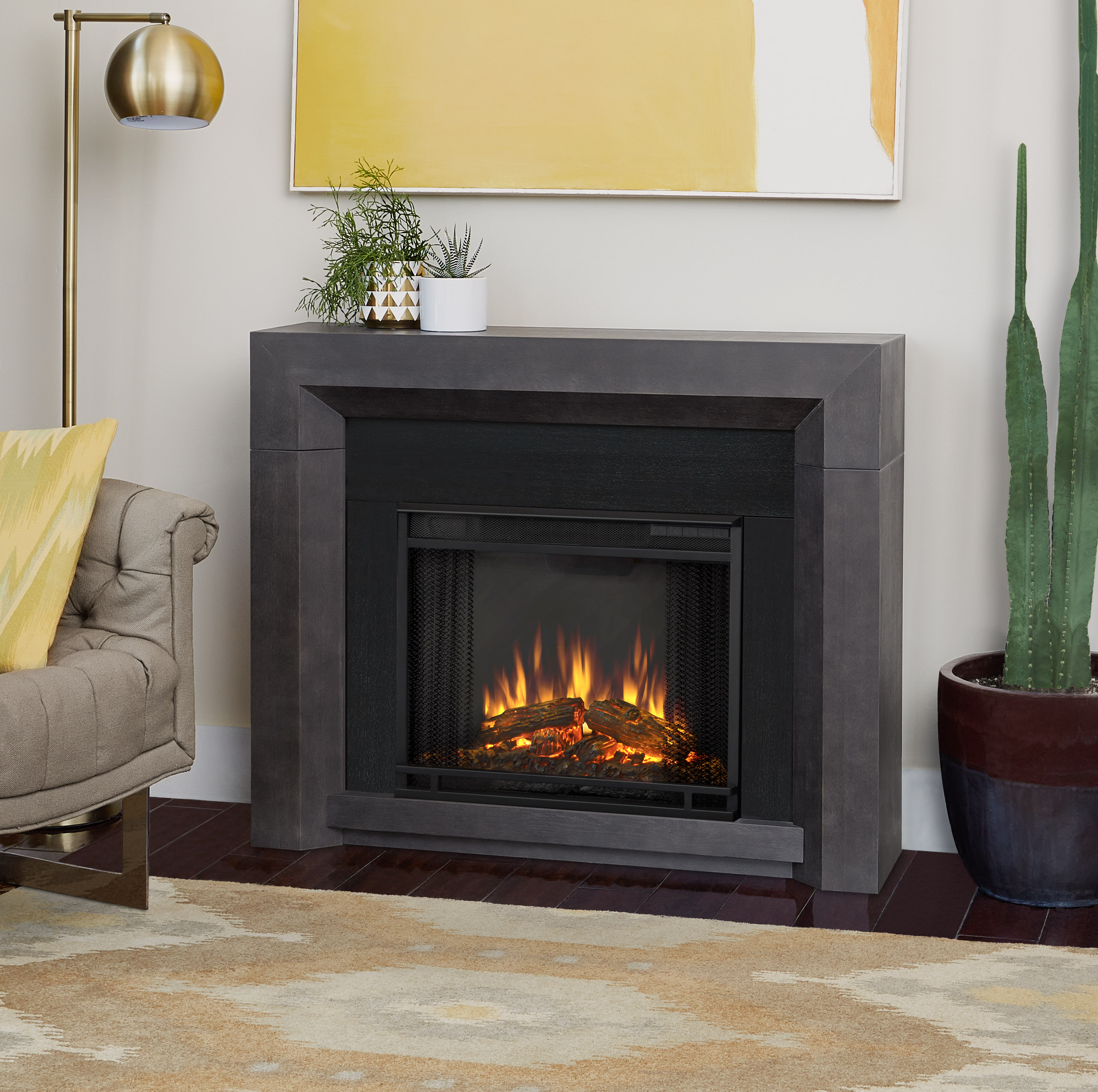 Hughes Electric Fireplace in Gray by Real Flame - Walmart.com