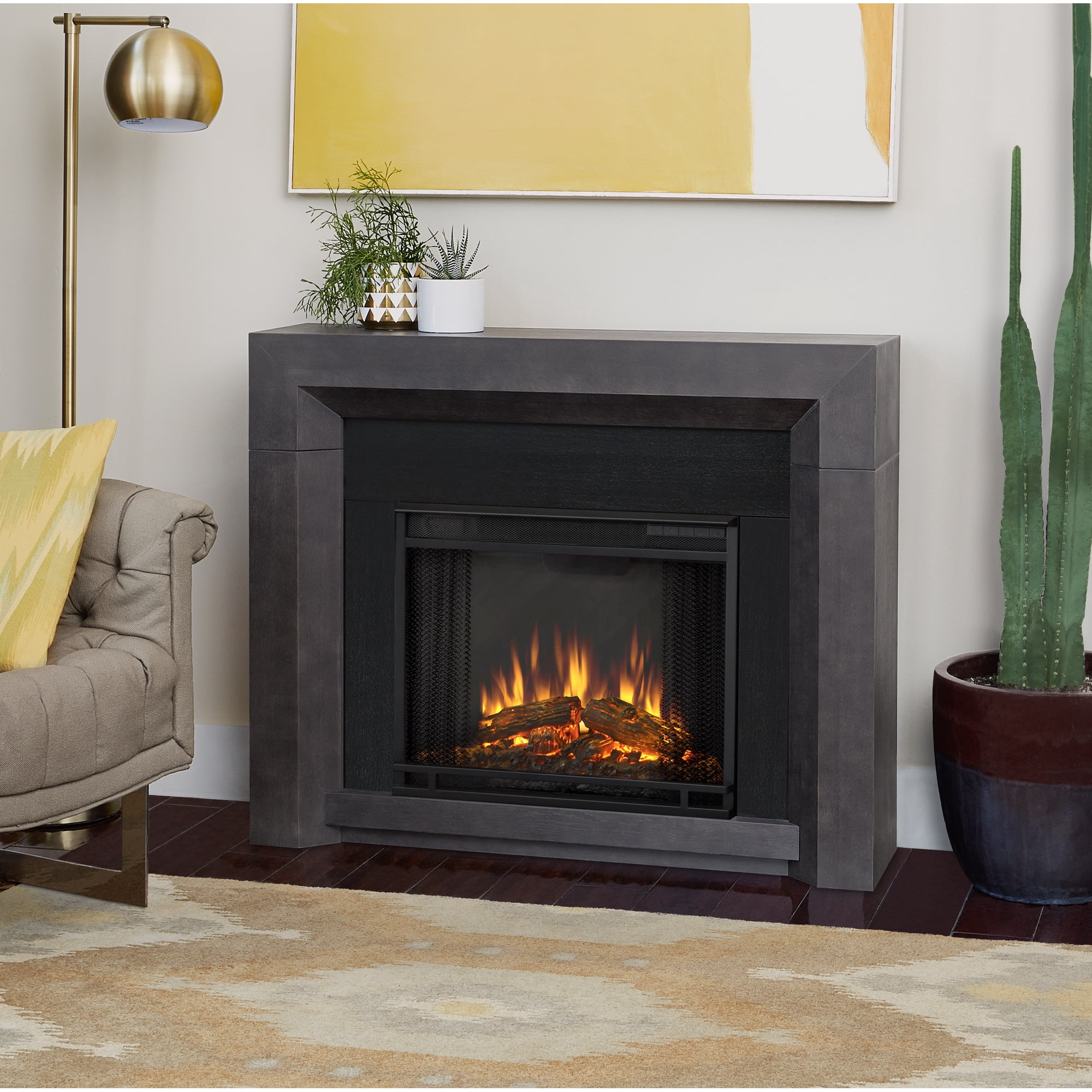 Hughes Electric Fireplace in Gray by Real Flame - Walmart.com
