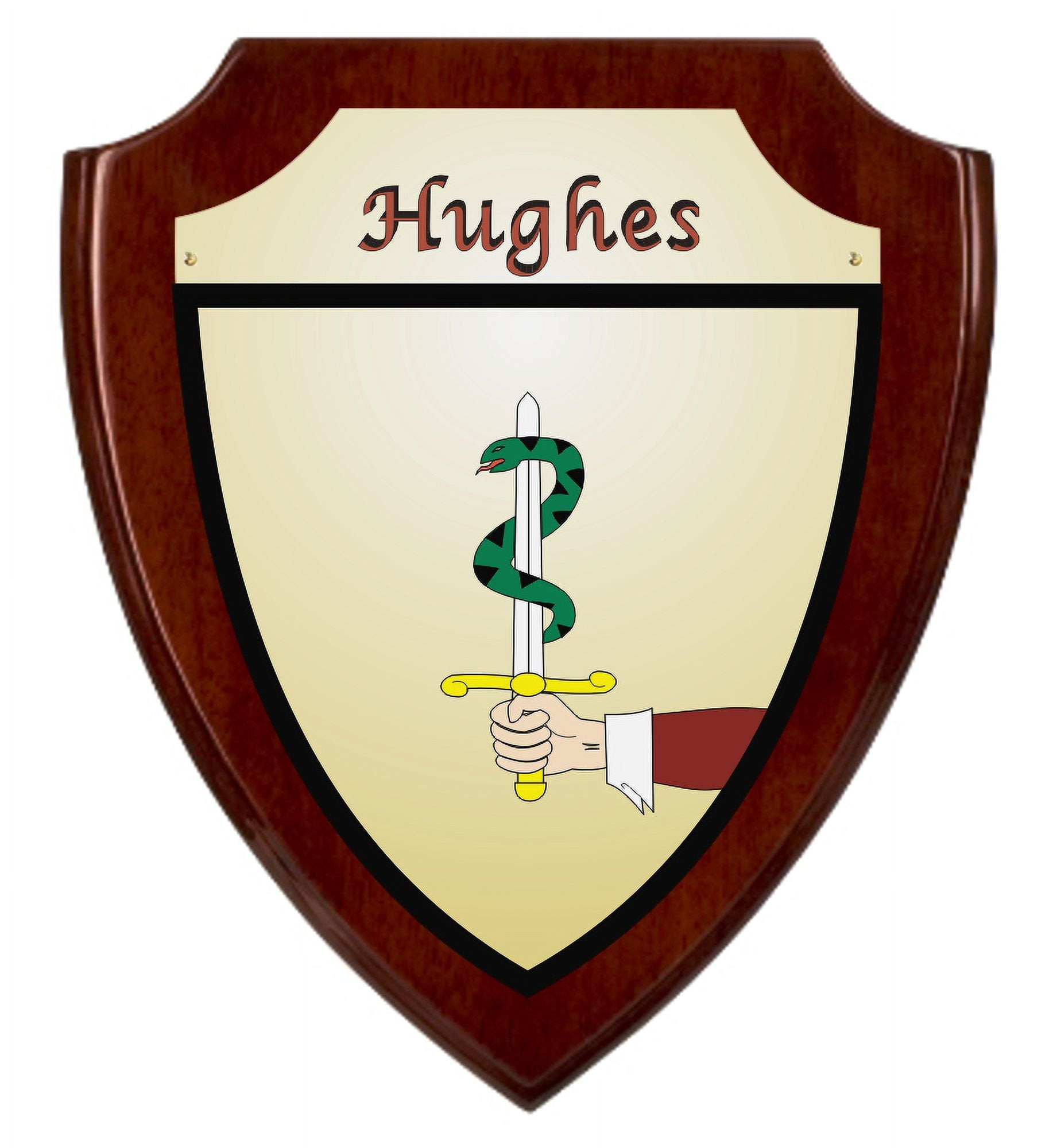 Hughes Irish Coat of Arms Shield Plaque - Rosewood Finish