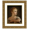 thumbnail image 1 of Hughes Taraval 15x18 Gold Ornate Wood Frame and Double Matted Museum Art Print Titled - Portrait of Young Girl with Bird Cage, 1 of 4