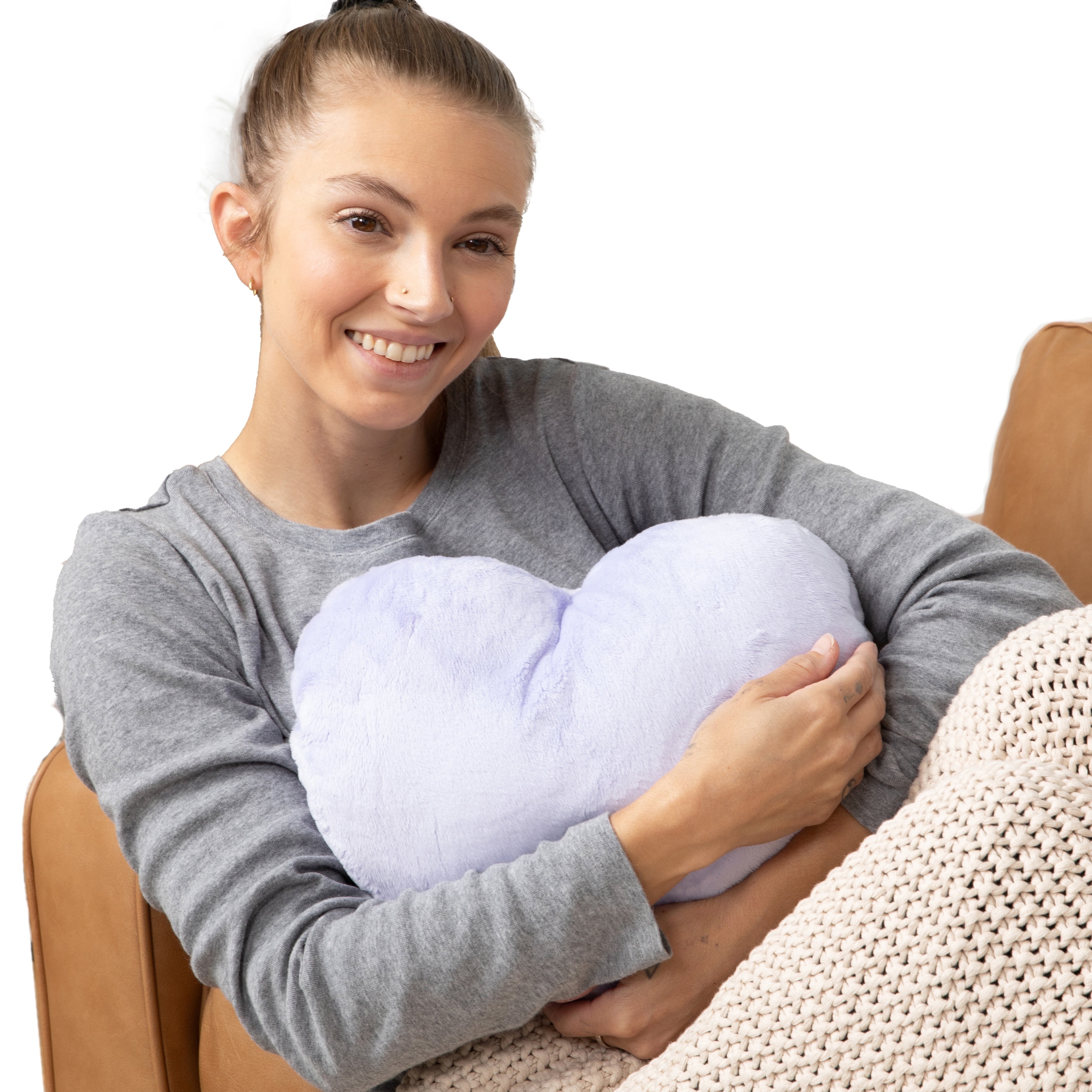 Hugimals Heart to Hug Pillow in Lavender | 5 lb Cozy Weighted Pillow for Self Care Ultra Soft Sensory Anxiety and Stress Relief Pillow for Comfort, Relaxation, Sleep - for Adults and Teens