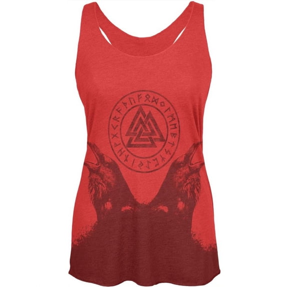 Huginn and Muninn Odin's Ravens Womens Soft Racerback Tank Top