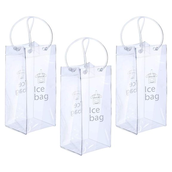 Hugjasmine 3 Reusable PVC Wine Chiller Bags Clear And Waterproof Ice Pouches For Outdoor Use