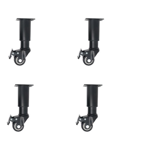 Hugjasmine 4Pcs Metal Adjustable Furniture Legs with Caster Wheel Movable Coffee Table Leg