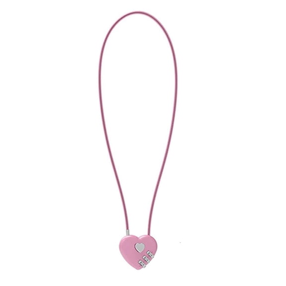 Hugjasmine Heart Wishes-Lock for Lovers Wedding Mini Code Lock Combination Padlocks for Travel Bags Suitcases Long Wire Rope-Lock