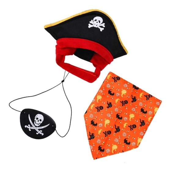 Hugjasmine Pirate Hat and Bandanas Costume Set for Pet, Theme for Dog and Cats Parties and Theme Event Styling