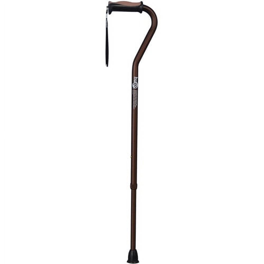 Hugo Adjustable Offset Handle Cane with Reflective Strap, Cocoa