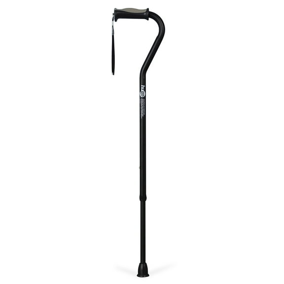 Hugo Adjustable Offset Handle Cane with Reflective Strap, Ebony