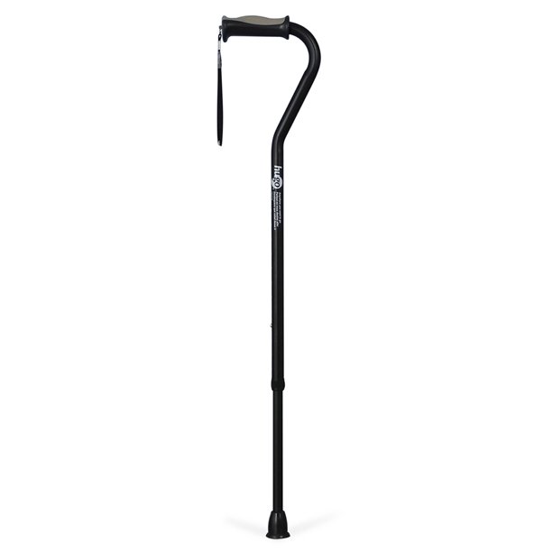 Hugo Adjustable Offset Handle Cane with Reflective Strap, Ebony