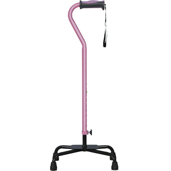 Hugo Adjustable Quad Cane for Right or Left Hand Use, Large Base, Rose