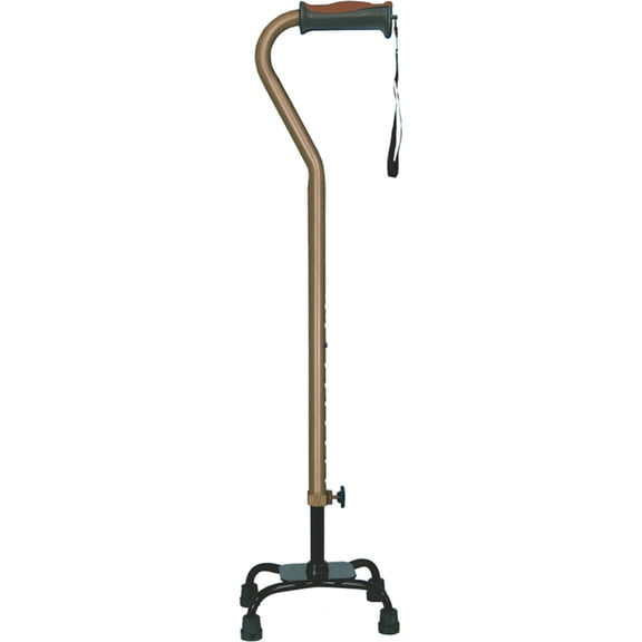 Hugo Adjustable Quad Cane for Right or Left Hand Use, Small Base, Cocoa