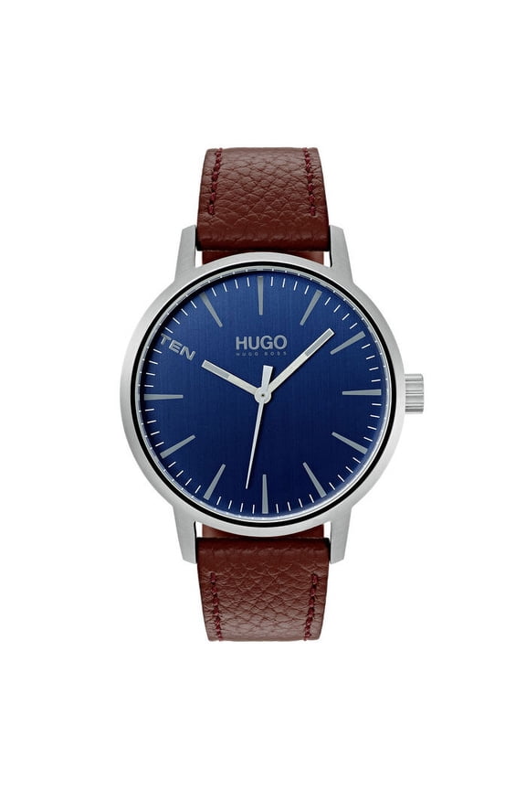 1530076 Men's Brown Leather Strap Blue Dial Watch