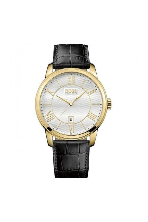 Ambassador Men's Quartz Black Leather Watch 1513020