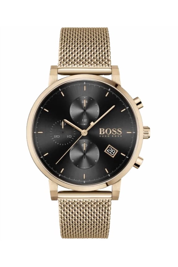 Chronograph 1513808 Black Dial Pale Rose Gold Bracelet 43MM Mens Watch