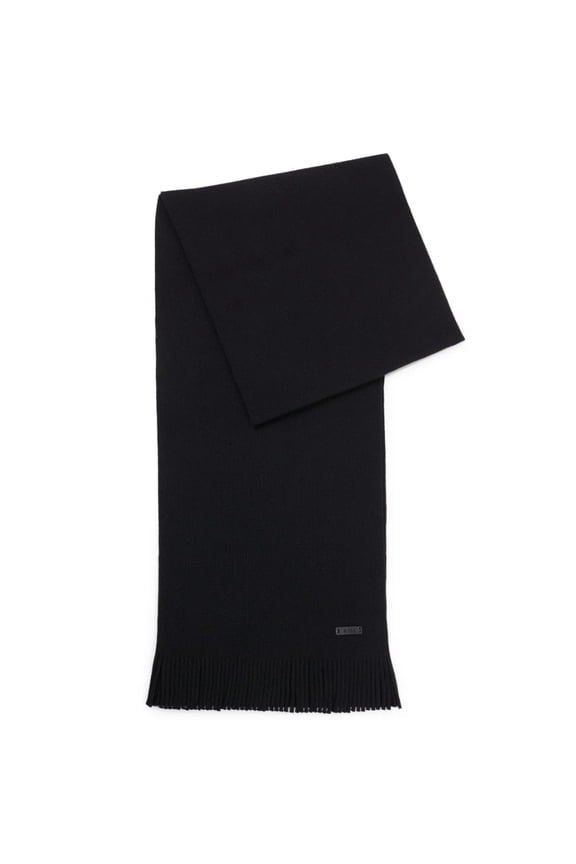 Men's Albas Virgin Wool Logo Print Scarf, Black