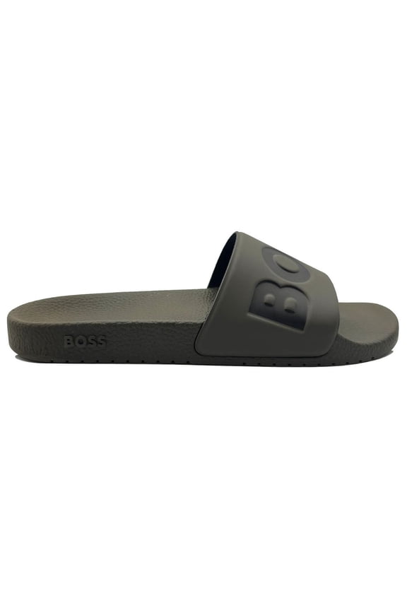 Men's Aryeh Big Logo Pool Slides, Brown Moss