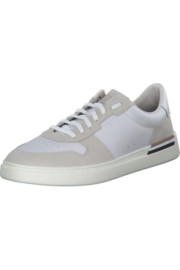 Men's Clint Leather Suede Combo Lace Up Sneakers, White