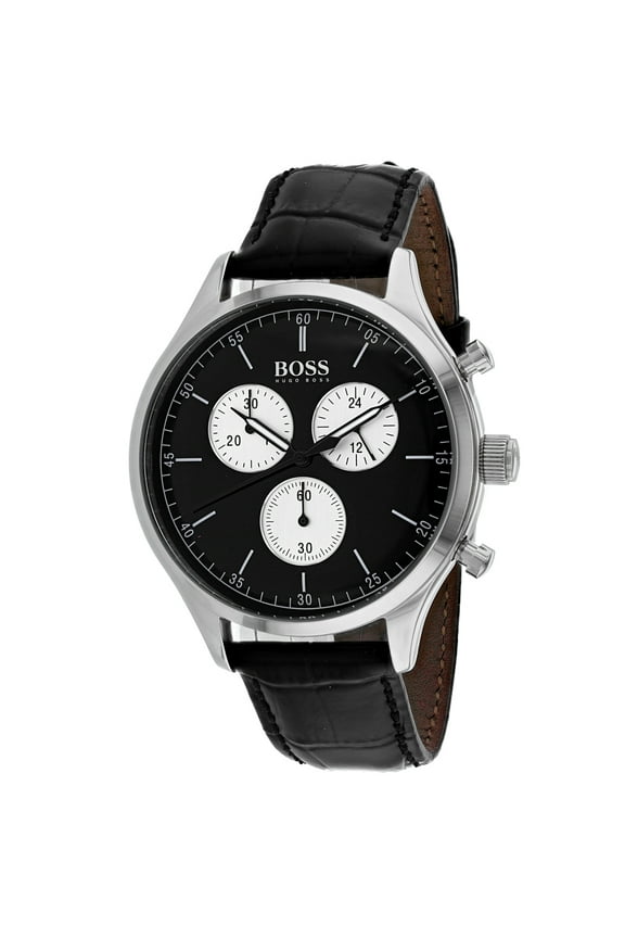 Men's Companion Black Leather Chronograph Watch 1513543