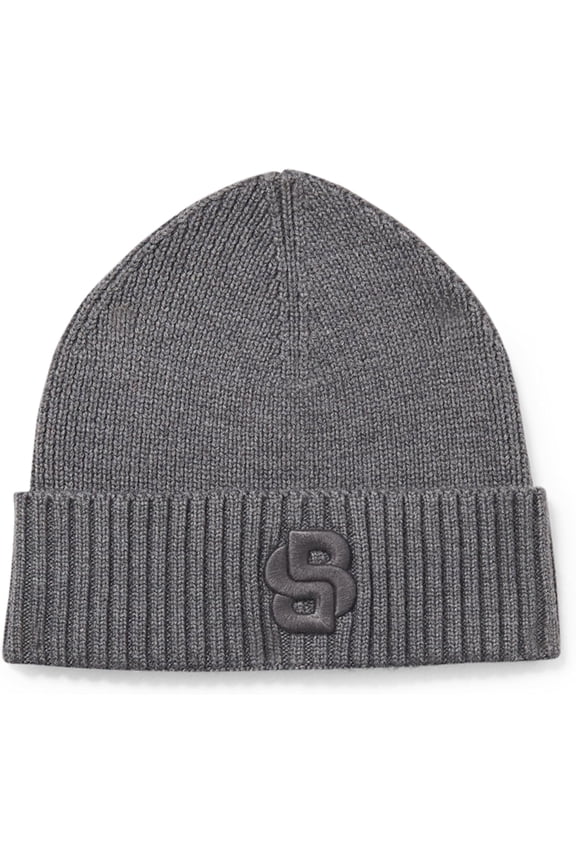 Men's Edo Double B Logo Beanie, Medium Grey