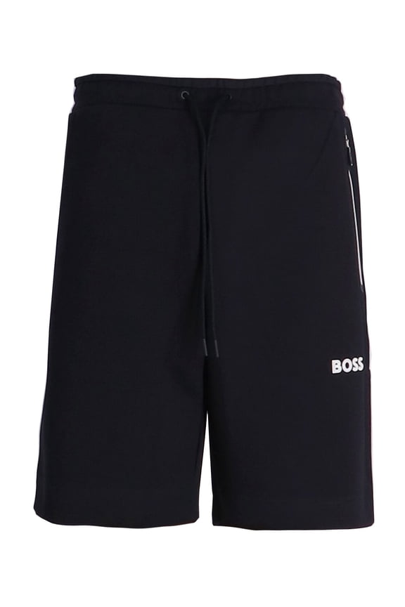 Men's Embroidered Logo Cotton Blend Shorts, Black