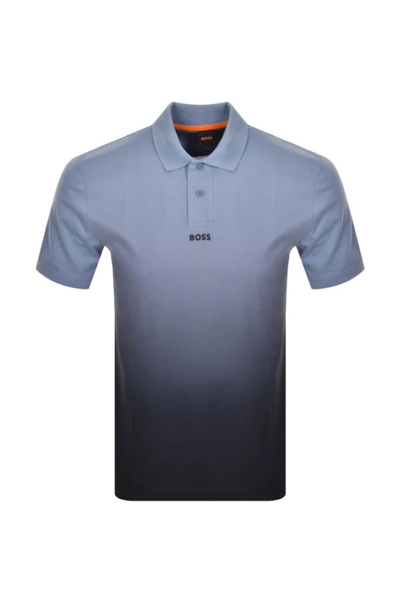 Men's Gradient Short Sleeve Polo, Light Blue, Large