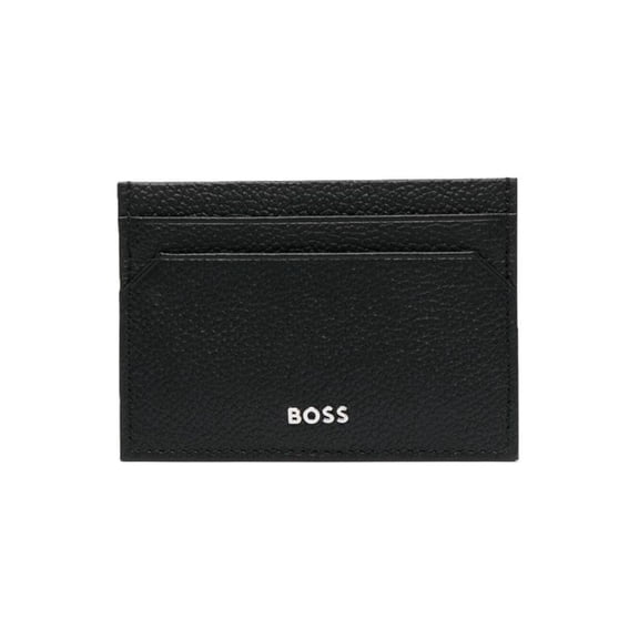 Hugo Boss Men's Highway Black Pebbled Leather Card Case Wallet