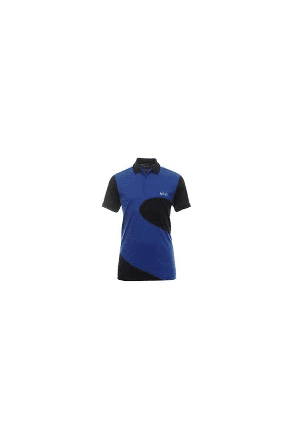 Men's Paddy 8 Blue Geometric Print Short Sleeve Polo T-Shirt S