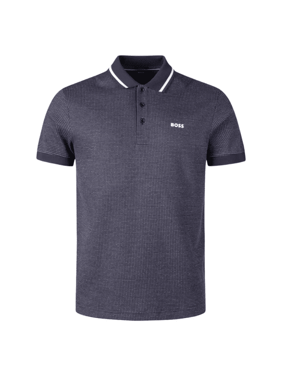 Men's Paddy Tape Short Sleeve Jacqaurd Polo Shirt, Navy