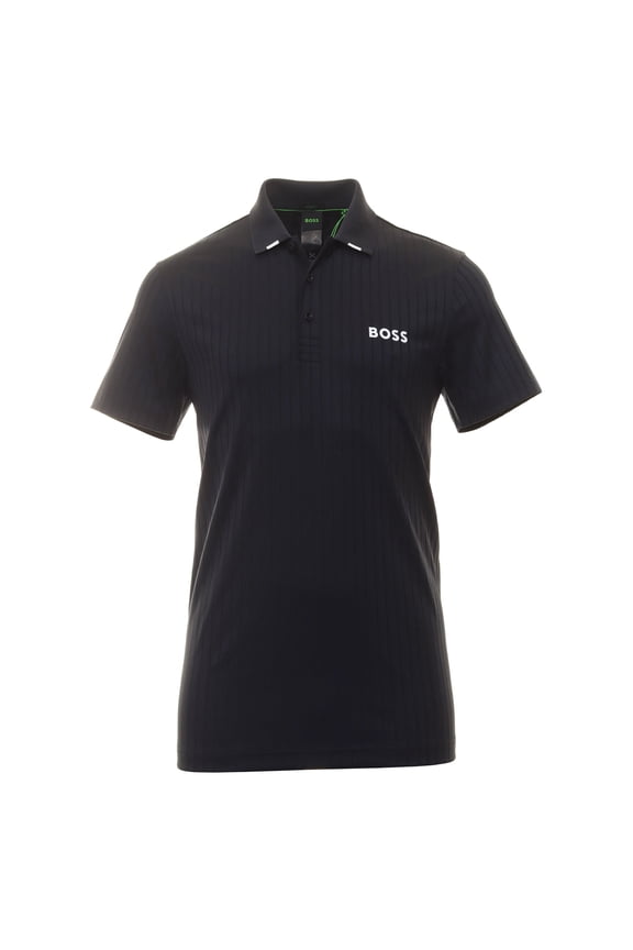 Men's Paddytech Black Stretch Poly Short Sleeve Polo T-Shirt