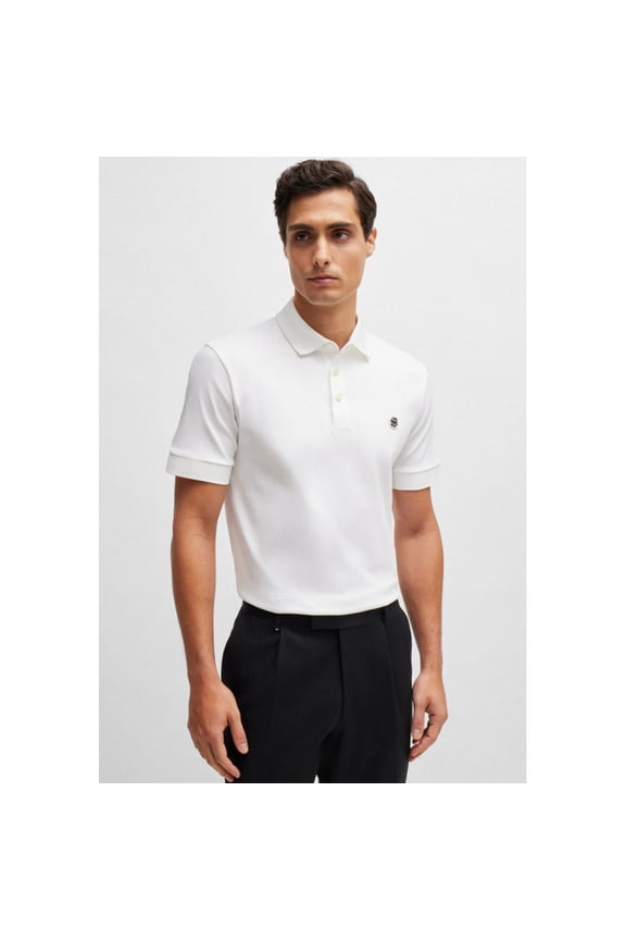 Men's Parris 01 Metal Logo Polo Shirt, White