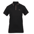 thumbnail image 1 of Hugo Boss Men's Paule 2 Slim Fit Cotton Polo T-Shirt w/ Pink Stripes, Black, 1 of 2