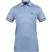 Hugo Boss Mens Paule Slim Fit Polo w/ Black Trims, Light Blue