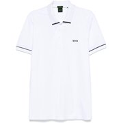 Hugo Boss Mens Paule Slim Fit Polo w/ Black Trims, White