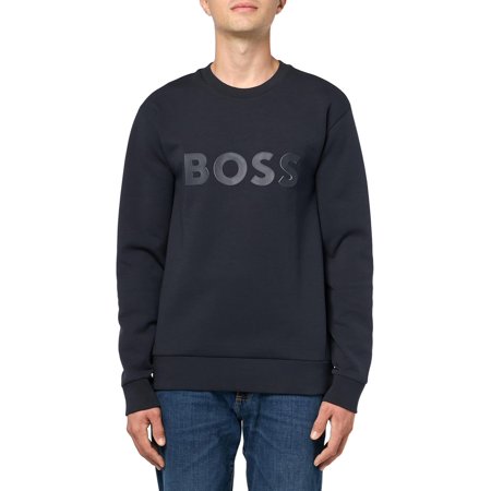 Hugo Boss Men's Salbo Iconic Logo Crewneck Sweater, Blue, Large