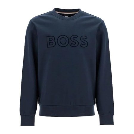 Hugo Boss Men's Soleri 60 Crewneck Tonal Logo Sweatshirt, Blue
