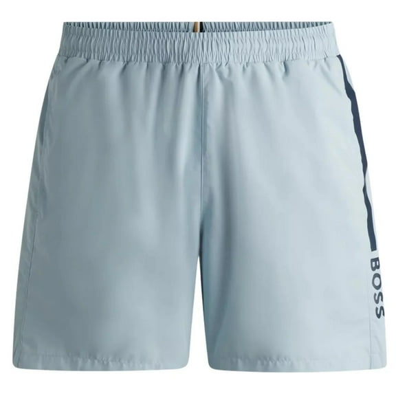 Hugo Boss Men's Standard Length Octopus Swim Trunks, Light Pastel Blue, Large