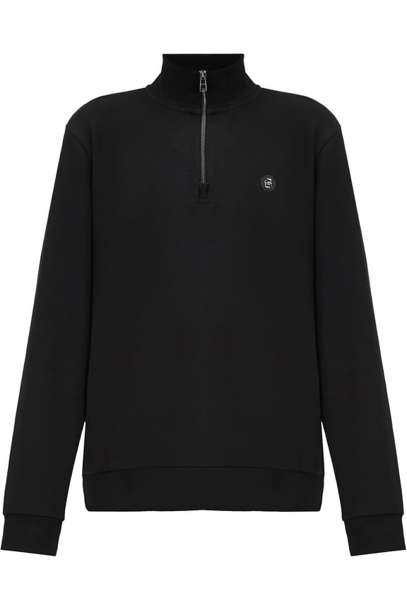 Men's Stimmann 01 Metal Logo Half Zip Sweatshirt, Black