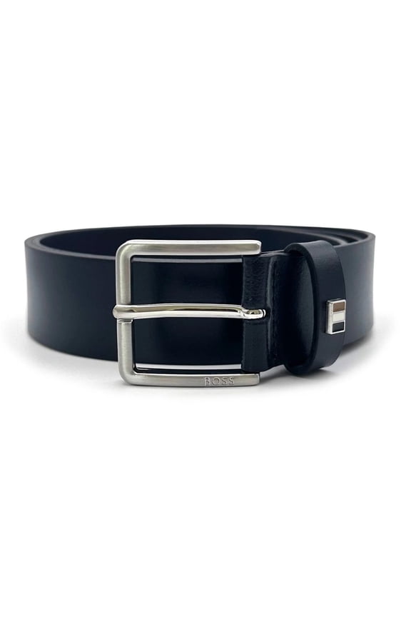 Men's Ther Flag Leather Belt, Navy