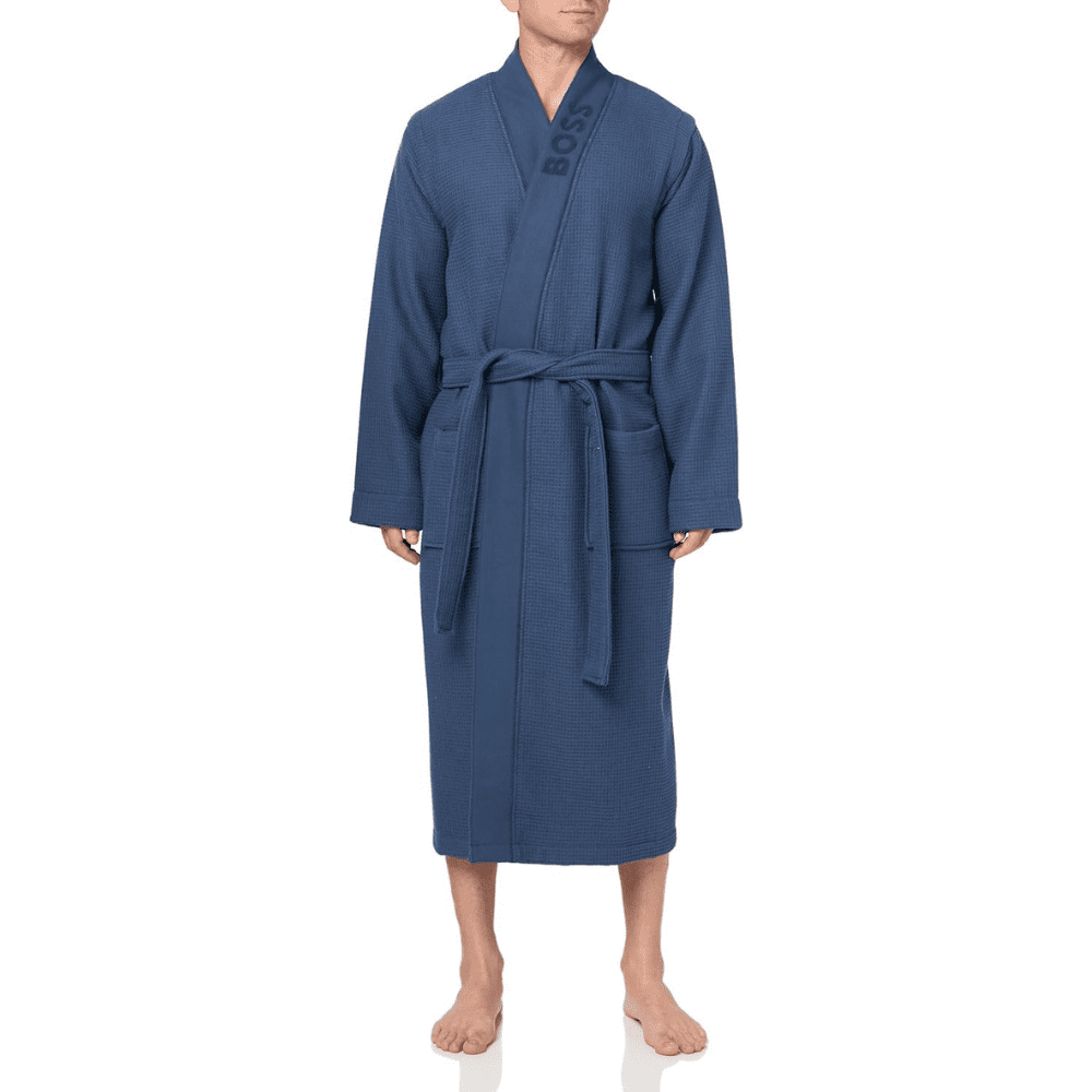 Boss Robe Hugo Boss Men's Waffle Kimono Robe, Medium Blue, Small - Walmart.com