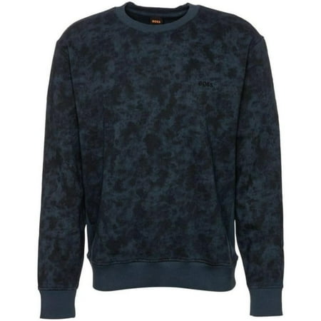 Hugo Boss Men's We_CamoOver Printed Cotton Sweatshirt, Navy