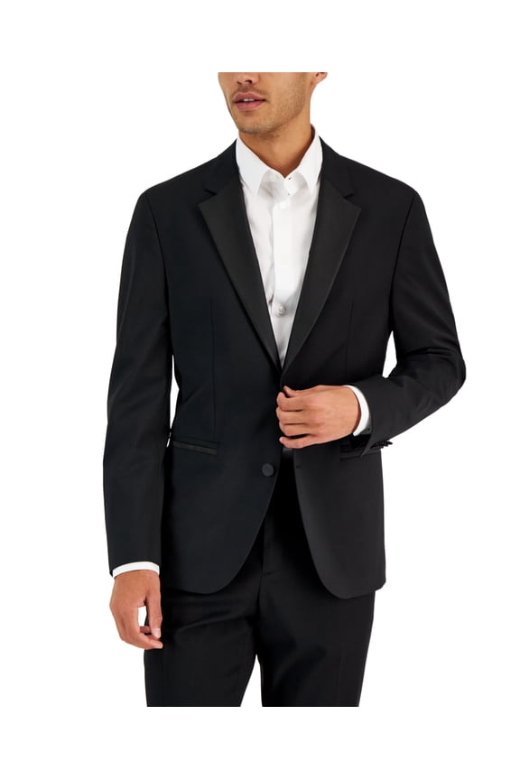 Mens Modern fit Wool Tuxedo Jacket Blazer 40 R Black Solid
