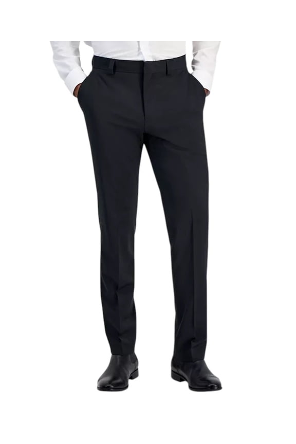 Mens Modern fit Wool Dress Pants 36 / 30 Black Solid