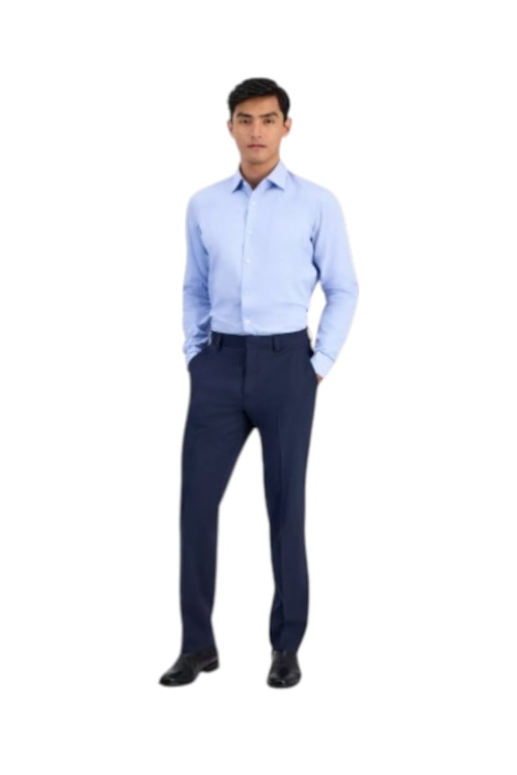 Mens Modern fit Wool Dress Pants 38 / 30 Navy Blue Solid