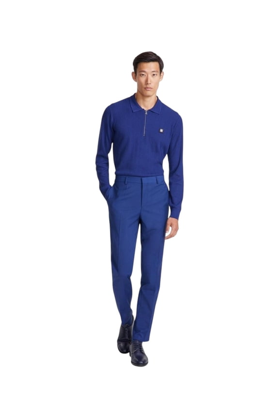 Mens Slim fit Dress Pants 38 / 32 Navy Blue Solid Wool