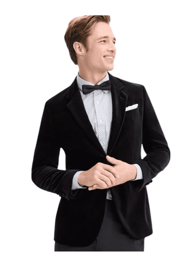Mens Slim fit Cotton Velvet Sport Coat Blazer 42 R Black Solid