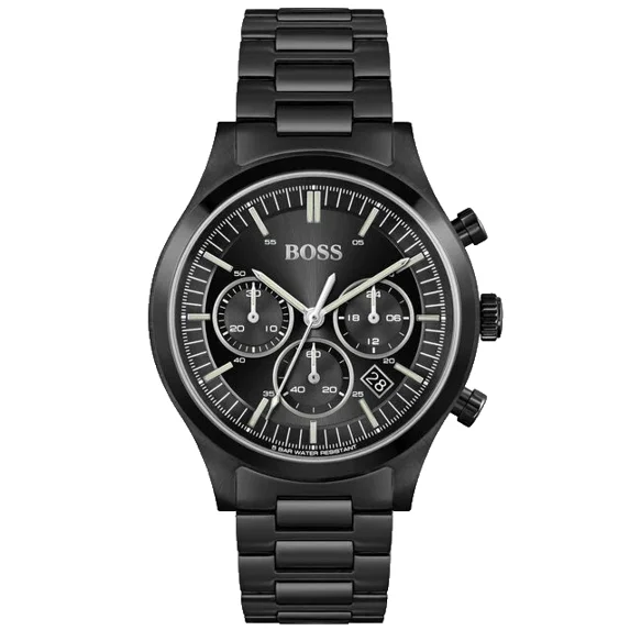 Hugo Boss Metronome Chronograph 1513802 Black Dial Bracelet 44mm Mens Watch