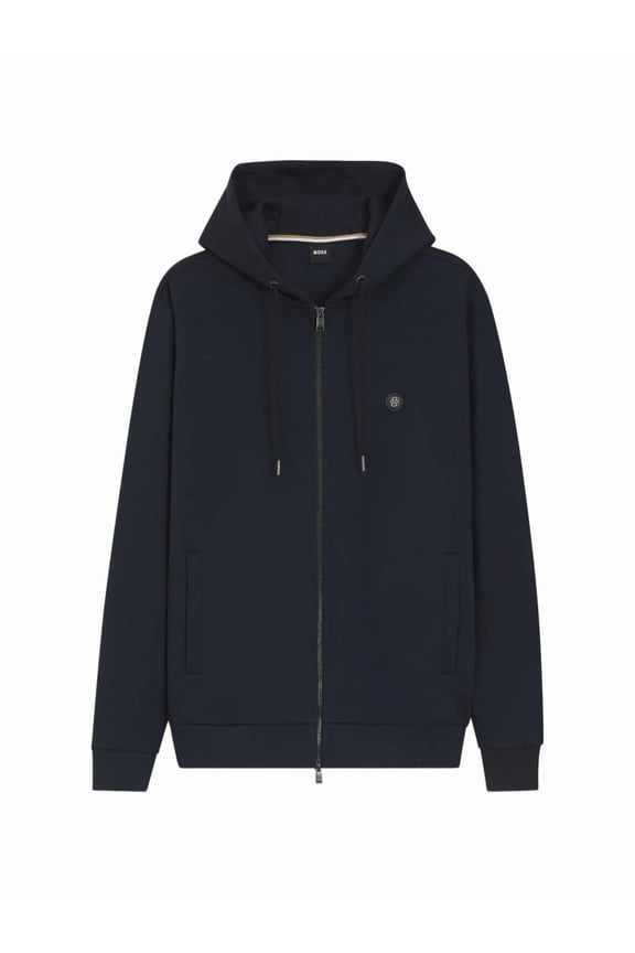 Minimalist Zip-Up Hoodie With Drawstring Hood And Logo Patch (Men's)
