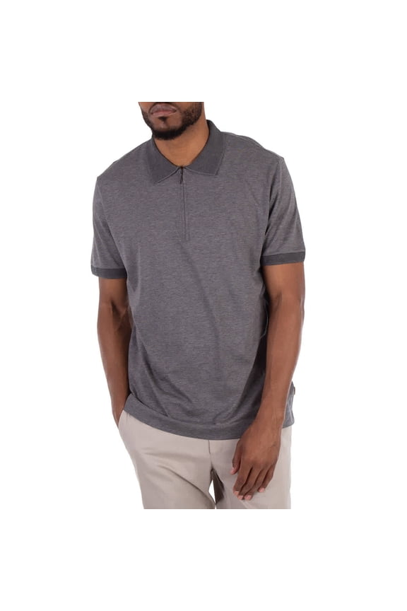 Short-Sleeved Zip-Placket Polo Shirt, Size Small