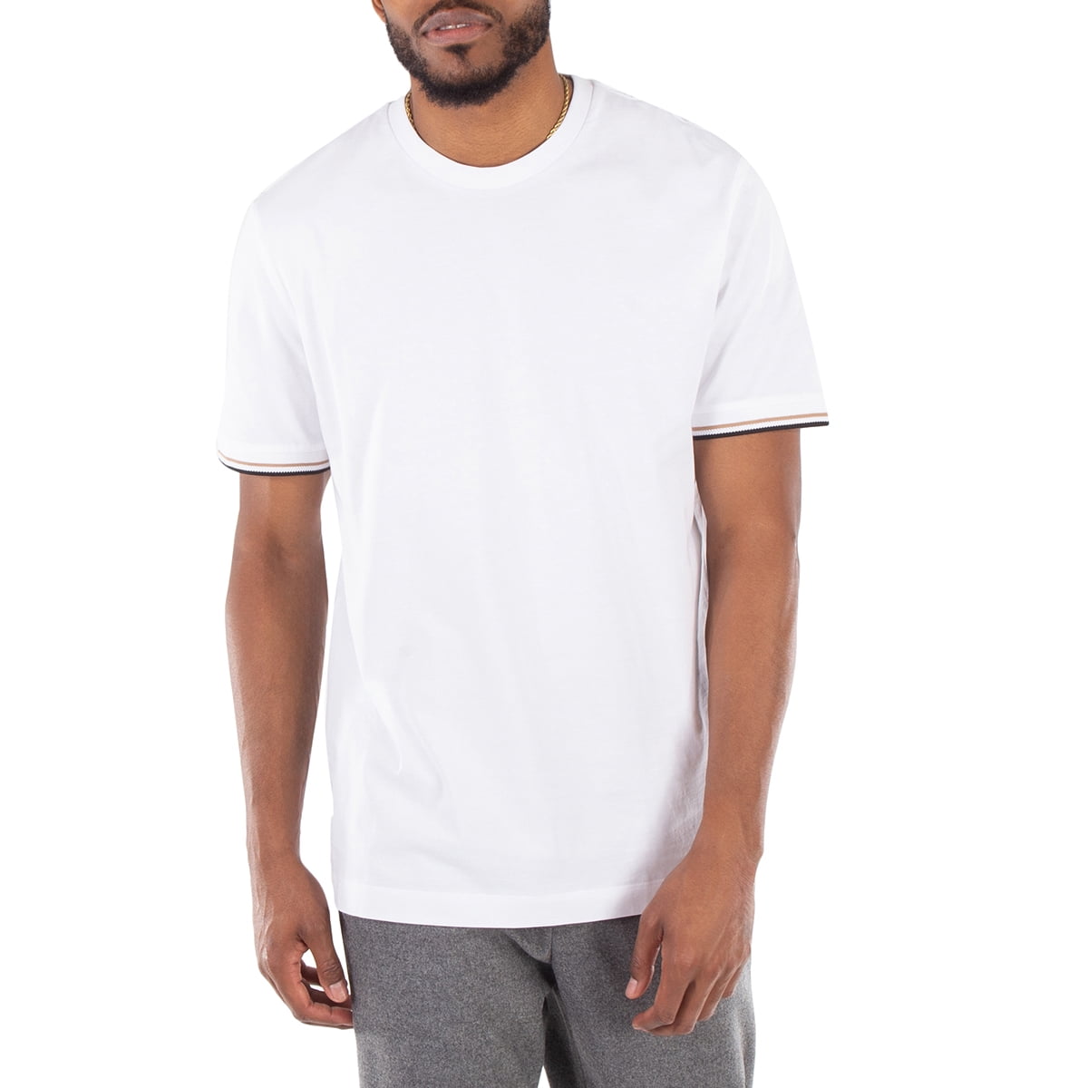 【Hugo Boss】ストライプトリム 半袖 Tシャツ Hugo Boss Stripe-Trim Short Sleeve T-Shirt, Size XX-Large